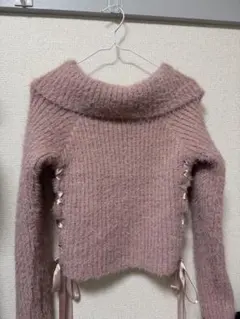 GRLレースアップオフショルラメシャギーニットトップス[mb1591]