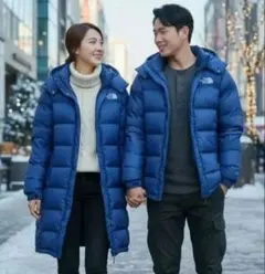 美品✨️ノースフェイス ロングダウンコート ベンチコート 600フィル 紺 M