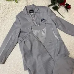 Luobo beibei キッズフォーマルスーツ3点セット グレー ヘリンボーン