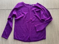 ユニクロ　薄手　カシミヤニット　パープル　ドルマンスリーブ