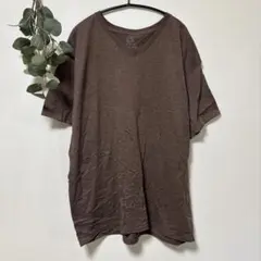 美品✨Tシャツ Vネック 半袖 無地 オーバーサイズ ゆるたぼ 4L 茶 綿のサムネイル