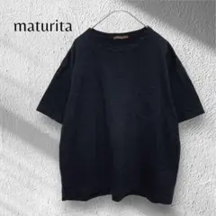 【マチュリタ】クルーネックカットソー　Tシャツ ブラック　コットン　カジュアル