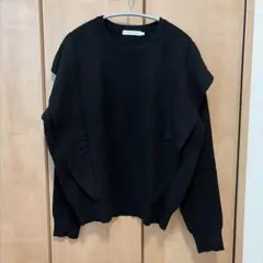 美品！AMERICAN HOLIC ブラック長袖フリル付きニット L