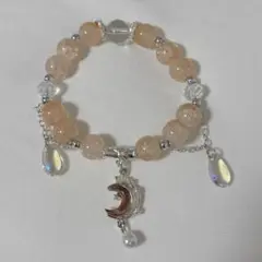 ハンドメイド ブレスレット オレンジ 月モチーフ
