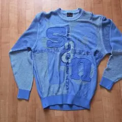 サンタフェ 青 ストライプ ニット