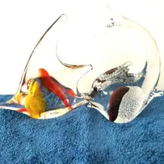 ガラス製 魚の形状 アートオブジェ　マルティガラス２個セット