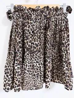 ヒョウ柄フレアスカート ゴムウエスト
