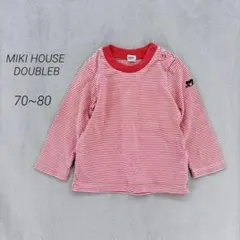 ミキハウス カットソー ロンT ボーダー ワッペン クマ M 刺繍 70~80のサムネイル