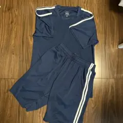 メンズM 上下セット 半袖T ハーフパンツ ネイビー スポーツウェア 部屋着