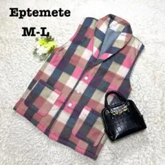 チェック柄ベスト　ジャケット　アウター　マルチカラー　重ね着　カジュアル　L