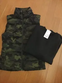 ユニクロ中綿ダウンベスト・クロップドスウェットシャツ