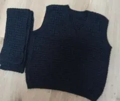 ハンドメイド　ニット　メンズベスト&マフラー