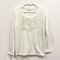 bizazz フリル トップス 長袖 ロンT 白 ホワイト M レディース 春夏のサムネイル