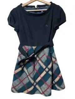 BURBERRY BLUE LABELチェック柄半袖ドッキングワンピース