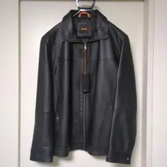 【新品・稀少サイズ58】HUGO BOSSレザースタンドカラーシングルライダース