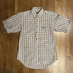 00s KEN'S EYE チェック柄ストリート半袖シャツ Mサイズイエロー水色