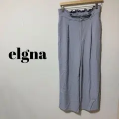 elgna レディース ガウチョパンツ ワイドパンツ ライトブルー 無地 L 春