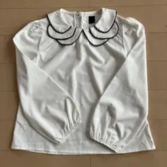 Rora ホワイトフリル襟長袖ブラウス140