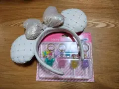 ディズニー ミッキー・ミニー風カチューシャとキーホルダーセット