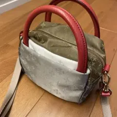 ラシット　ミニ　キューブ　マルチ　カーキ×グレー　本革レッド