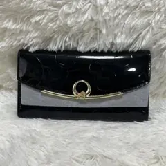【新品】エナメル財布　長財布　ブラック　新生活に　汚れにくい　カード収納