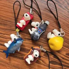 スヌーピー ストラップ付きフィギュア 5個セット