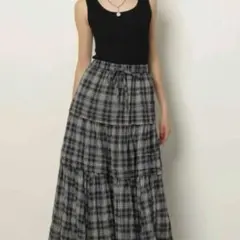 美品カデュネ　ニットタンクドッキングマキシ丈ワンピース