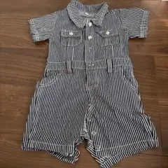 【美品】バックプリントデニムロンパース　90㎝