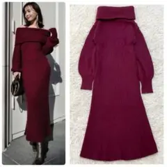 【大人気】アニュアンス オフショルナローニットワンピース 23AW 完売品