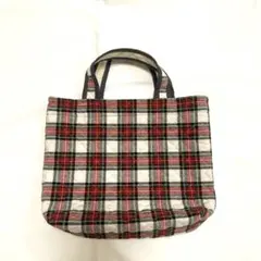 キルティングバッグ　手提げバッグ　サブバッグ　ハンドメイド　チェック柄