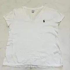 ポロラルフローレン Tシャツ 刺繍ロゴ 白 L（B800）