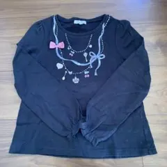 黒い長袖カットソー 装飾付き130