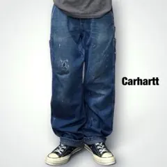 ナス紺フェード◎ USA製 Carharttペンキペインターパンツ B11PTL ナス紺フェード◎ USA製 Carharttペンキペインターパンツ B11PTL