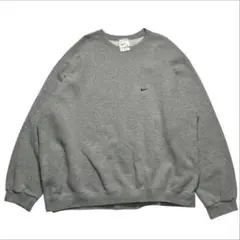 90ナイキ 白タグ スウェット 2XL グレー ワンポイントスウッシュ7279B