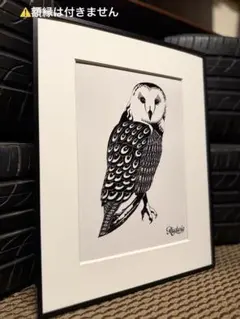 山口一郎 原画 フクロウ 額装 292mm×405mm Sサイズ - メルカリ