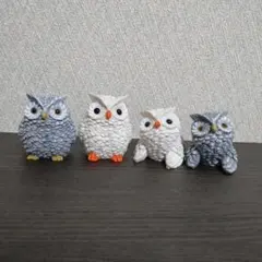 フクロウ 置物　4点セット