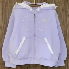 新品　メゾピアノ　ラメダンボール　フリルZIPパーカ　ラベンダー　120cm