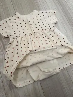 【美品】プチバトー ハートプリント ドレスボディ ワンピース 12m 74cm