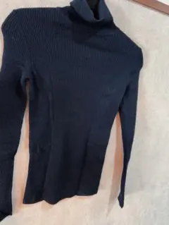 UNIQLO タートルネック リブニット 長袖 ブラックネイビー