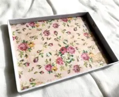薔薇 バラ メルヘン 花柄 四角トレイ お盆 アンティーク 雑貨②のサムネイル