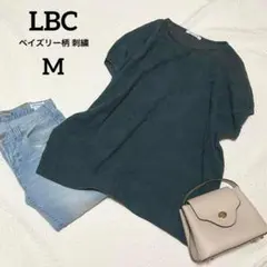 LBC ペイズリー 刺繍 半袖トップス カーキ M ドルマンスリーブ ゆったりのサムネイル