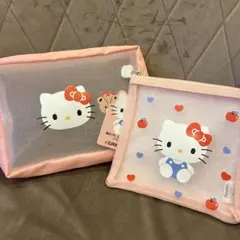 【韓国⭐︎新作】ハローキティ メッシュポーチ 韓国ダイソー⭐︎２つセット