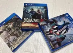 【おまけ付】PS4 カプコン名作3点 モンハン / バイオRE:2 / DMC5