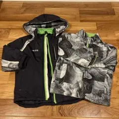 【3WAY】高機能 中綿コート 110cm（5-6歳）ネイビー×グリーン 秋〜春