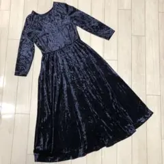 snidel スナイデル　ベロアワンピース　ベロアドレス　ネイビー　ドレス