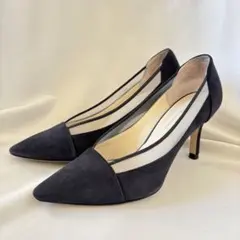 未使用級★オデットエオディール　ネイビースエードパンプス　23cm