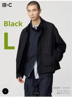 [新品]UNIQLO C コットンショートブルゾン ブラック Lサイズ ユニクロ