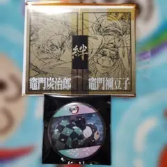 鬼滅の刃 二つ折りチェキ風ブロマイド 缶バッジ 竈門炭治郎 ねず子 絆