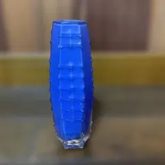 最終お値下げ‼️青い六角形ガラス花瓶　昭和レトロ　アンティーク