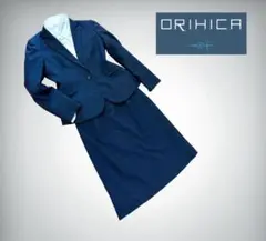 【ORIHICA】オリヒカ　セットアップ　スカートスーツ　チェック　13号　紺系